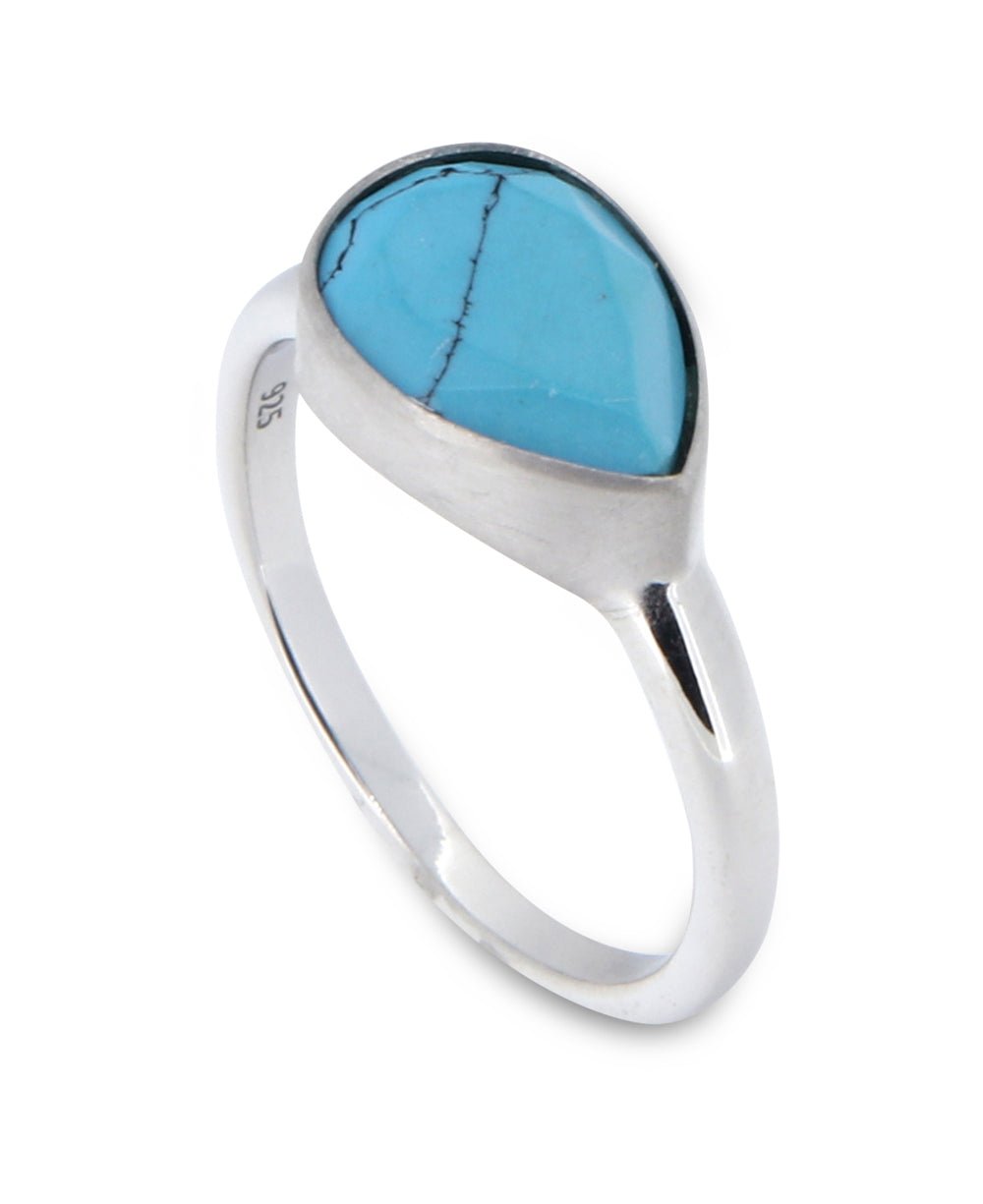 Turquoise Teardrop Shaped Gemstone Sterling Ring