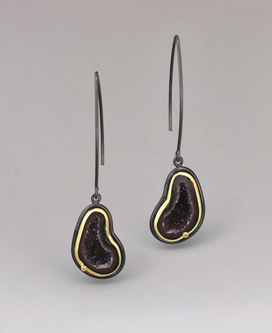 Unique Agate Geode Threader Earrings