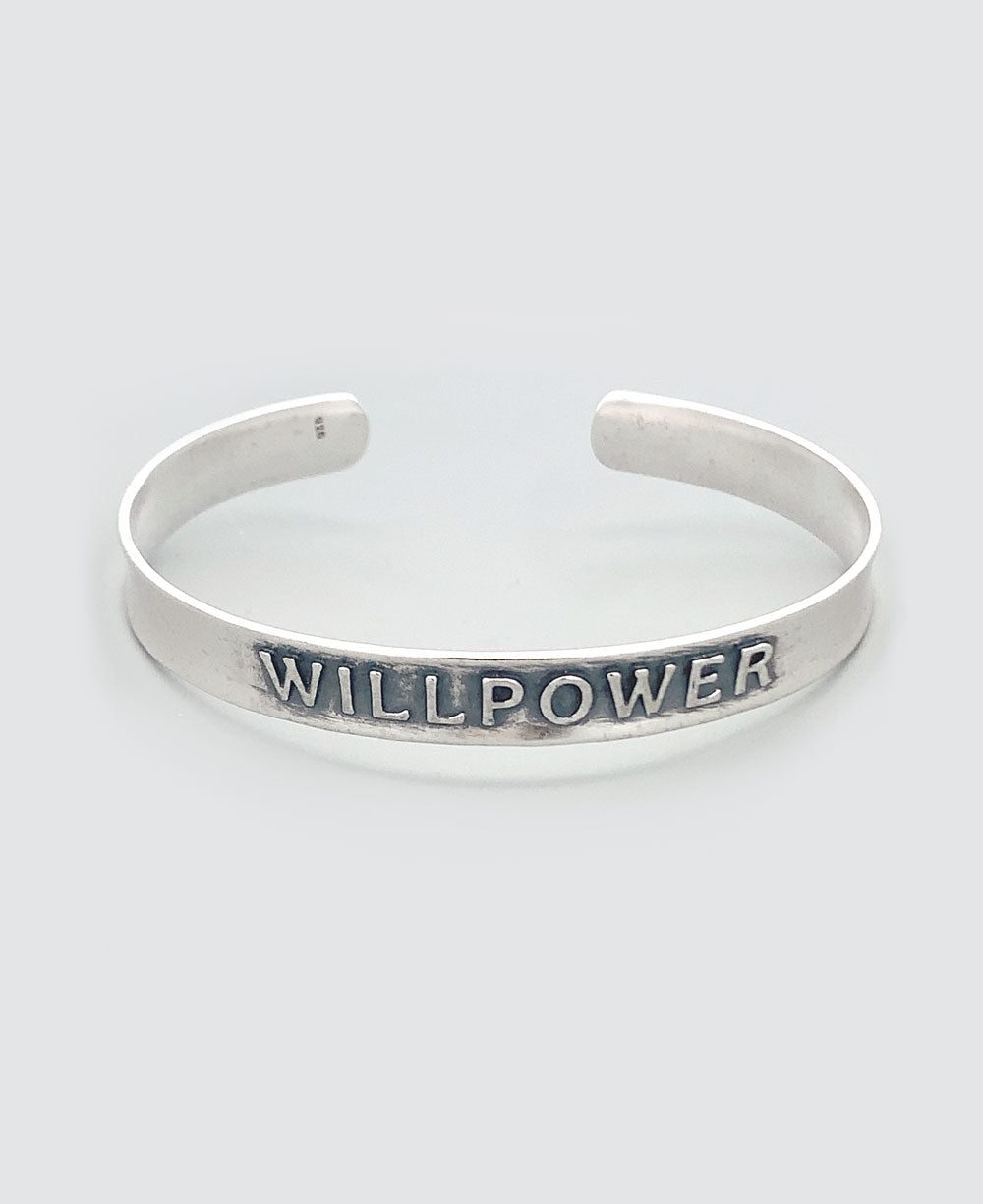 Willpower Embossed Stainless Steel Cuff Bracelet