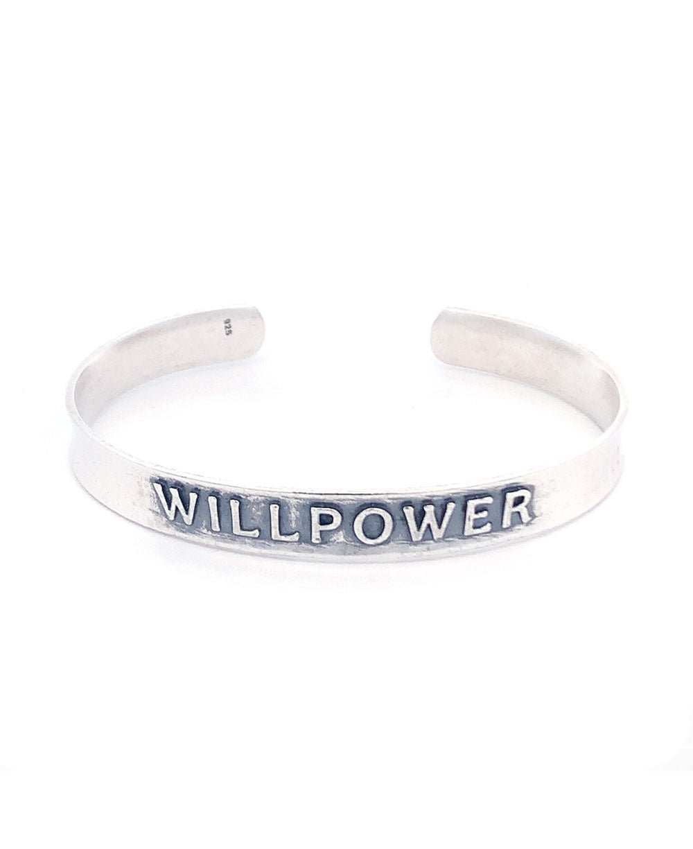 Willpower Embossed Stainless Steel Cuff Bracelet